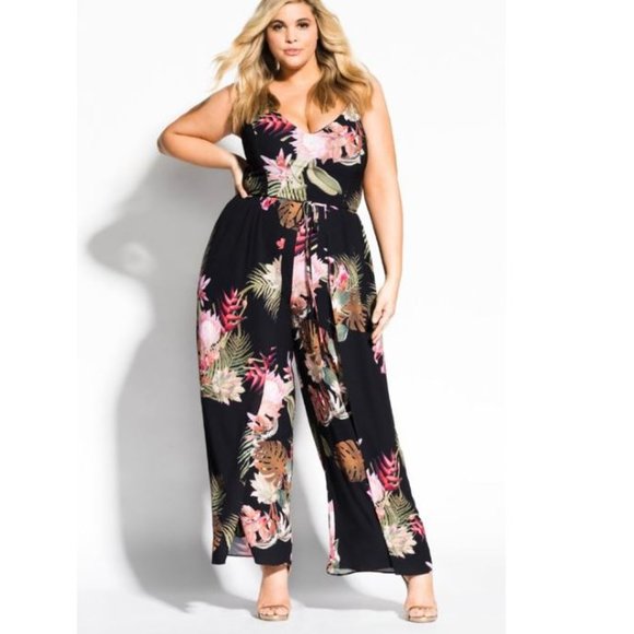 City Chic Pants - CITY CHIC NEW Paradise Palm Wide Leg Jumpsuit